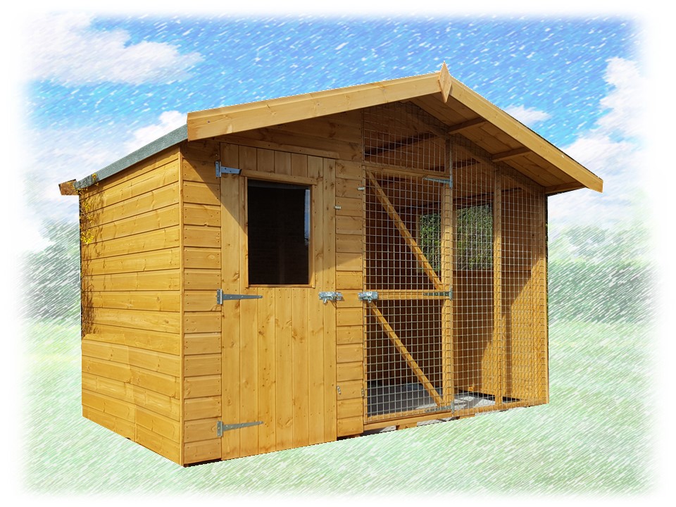 Dog Kennel With Combined Run Apex (10×6)